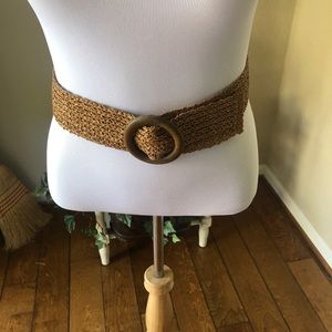 Woven belt with nice wood buckle